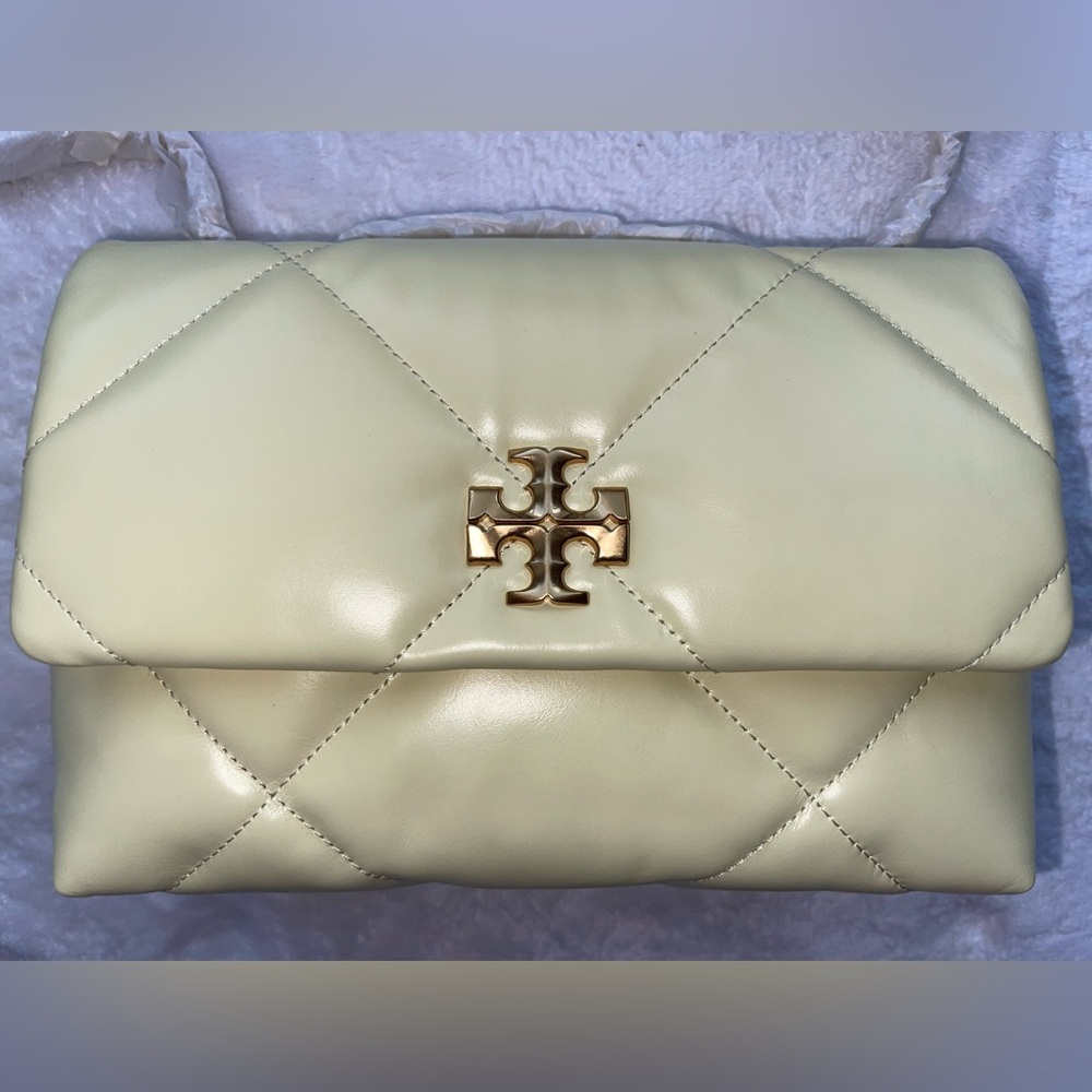 NWT Tory Burch Kira Diamond Quilt Small Shoulder Bag Convertible Frozen Zest - Picture 8 of 16